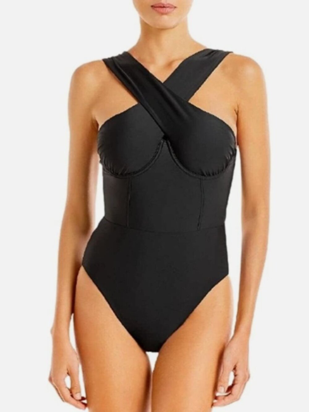 NWT! Jonathan Simkhai Black Harlee Solids One Piece Swimsuit NEW!